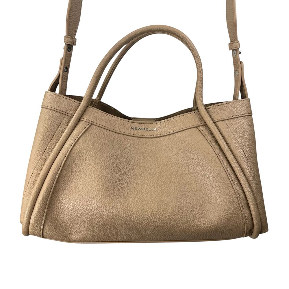 Newbella Kelly Light Beige Nude Faux Leather Vegan Pebble Crossbody Bag Handbag